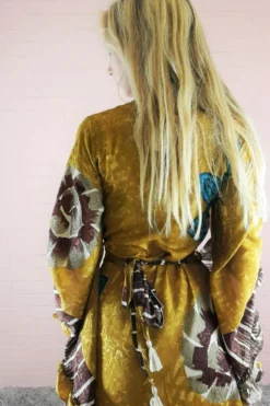 Venus Maxi Wrap Dress - Vintage Sari - Chartreuse With Ammonite Motif - XS 8 Venus Maxi Wrap Dress - Vintage Sari - Chartreuse With Ammonite Motif - XS -Woviqueen Sales 20211206 165911