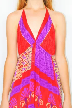 Cherry Maxi Dress - Vintage Indian Sari - Bright Red, Violet & Sand Floral - Free Size 6 Cherry Maxi Dress - Vintage Indian Sari - Bright Red, Violet & Sand Floral - Free Size -Woviqueen Sales DSCF5632 2 scaled