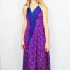 Medusa Halter Dress - Vintage Indian Sari - Purple, Teal & Pink - M/L