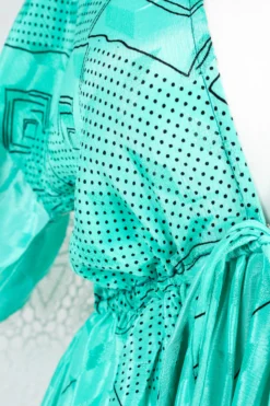 Gypsophila Mini Dress - Vintage Indian Sari - Sheer Seafoam Green - M/L -Woviqueen Sales IMG 0529 cf94e4e7 6357 426b 98ff 00780ea7fcb7 scaled