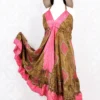Blossom Mini Halter Dress - Vintage Indian Sari - Bubblegum & Fudge - M/L