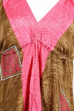 Blossom Mini Halter Dress - Vintage Indian Sari - Bubblegum & Fudge - M/L -Woviqueen Sales IMG 0644 9a34cf23 0c78 460e 92e3 ff64936d0f91 scaled