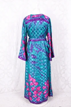 Lily Maxi Dress - Blue & Pink Shimmer Vintage Sari - Size S/M -Woviqueen Sales IMG 0757 223029fe 8d9a 431a b567 c31012e89ef4 scaled