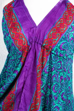 Blossom Mini Halter Dress - Vintage Indian Sari - Purple Teal & Crimson - M/L -Woviqueen Sales IMG 0824 ce6ed049 ada9 478f 82af e76814a2ea13 scaled