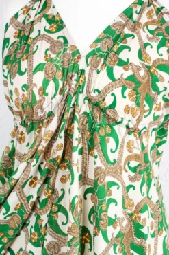 Blossom Mini Halter Dress - Vintage Indian Sari - White & Green Paisley - M/L -Woviqueen Sales IMG 0847 7164ed49 f671 4e28 ab60 6d594dc901a3 scaled