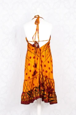 Blossom Mini Halter Dress - Vintage Indian Sari - Amber & Garnet Flower - M/L 6 Blossom Mini Halter Dress - Vintage Indian Sari - Amber & Garnet Flower - M/L -Woviqueen Sales IMG 0914 f4cb3d1b e81e 4061 b27c f33e59ca73d5 scaled