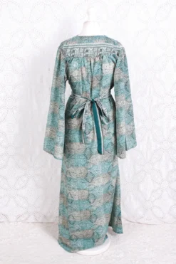 Stevie Maxi Dress - Vintage Indian Sari - Submerged Aqua Mosaic - XS 7 Stevie Maxi Dress - Vintage Indian Sari - Submerged Aqua Mosaic - XS -Woviqueen Sales IMG 3241 5ee72dac 09f6 4d59 a280 12feab0fd188 scaled