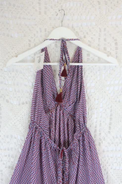 Cherry Mini Halter Dress - Red & Blue Zig-Zag Vintage Sari (Free Size) -Woviqueen Sales IMG 3840 f80bca2f 76ae 4a64 966d a16cfb1da1e3 scaled