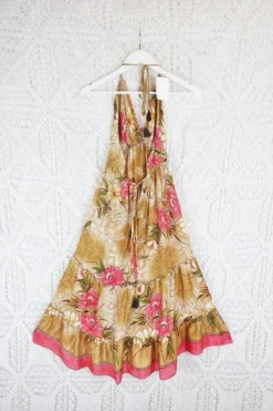 Cherry Mini Halter Dress - Oat & Pink Floral Vintage Sari (Free Size) 7 Cherry Mini Halter Dress - Oat & Pink Floral Vintage Sari (Free Size) -Woviqueen Sales IMG 3887 5c9f5004 7e5d 4ec0 946b d4b231c11687 scaled