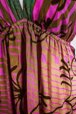 Cherry Mini Halter Dress - Sheer Peanut & Mauve Floral Vintage Sari (Free Size) -Woviqueen Sales IMG 4227a scaled