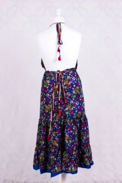 Cherry Mini Halter Dress - Royal Blue Floral Vintage Sari (Free Size) 6 Cherry Mini Halter Dress - Royal Blue Floral Vintage Sari (Free Size) -Woviqueen Sales IMG 4506 scaled