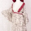 Pansy Mini Dress - Indian Sari - Circular Flounce Sleeve - Jasmine & Crimson Floral - Free Size M/L