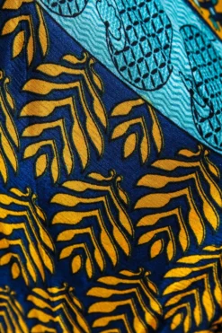 Cherry Mini Halter Dress - Navy & Yellow Gold Vintage Sari (Free Size) -Woviqueen Sales IMG 4927 73d9278a 887b 42db 8aaa 840057d8630c scaled