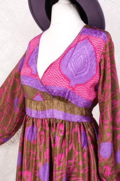 Rosemary Maxi Dress - Vintage Indian Sari - Bronze, Pink & Purple - S/M 6 Rosemary Maxi Dress - Vintage Indian Sari - Bronze, Pink & Purple - S/M -Woviqueen Sales IMG 6003 9f9bf4f6 b4c1 45c5 b1d8 64d6613e5947 scaled