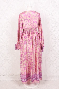 Rosemary Maxi Dress - Vintage Indian Sari - Shea Butter & Pink Floral - S/M 7 Rosemary Maxi Dress - Vintage Indian Sari - Shea Butter & Pink Floral - S/M -Woviqueen Sales IMG 6006 ef530f9d 4a78 412b aad0 b1fd9194b677 scaled