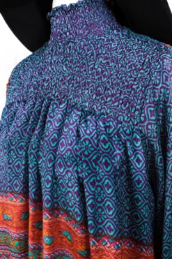 Mona Maxi Dress - Vintage Indian Sari - Violet, Turquoise & Peach Nouveau - Free Size -Woviqueen Sales IMG 6592 9298ccc0 307e 4734 8417 16ae166e8294 scaled