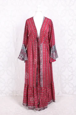Sylvia Wrap Dress - Vintage Indian Sari - Pink & Silver Paisley (XS - S) -Woviqueen Sales IMG 6958 80003a9c 898a 4d60 a70d 7b5d9fb15e09 scaled