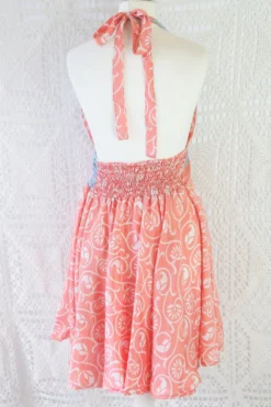 Sydney Mini Halter Dress - Peachy Keen Vintage Indian Sari - XS - M -Woviqueen Sales IMG 8269 2 scaled