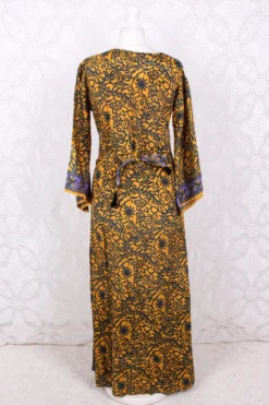 Jasmine Maxi Dress - Lemon & Lavender Flora Nouveau Vintage Sari - Size S/M -Woviqueen Sales IMG 8639 506ea203 a982 4fac 9cd1 fa657dd204f2 scaled
