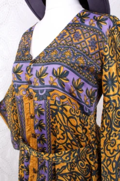 Jasmine Maxi Dress - Lemon & Lavender Flora Nouveau Vintage Sari - Size S/M -Woviqueen Sales IMG 8644 67428911 bf70 411e a75f 6abc5f3c38b5 scaled