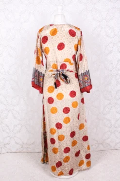 Jasmine Maxi Dress - Cherry, Prussian, & Mustard Floral Vintage Sari - Size S/M -Woviqueen Sales IMG 8654 b6ef1ce9 fbb4 4e76 a1a0 5ab9b3def853 scaled