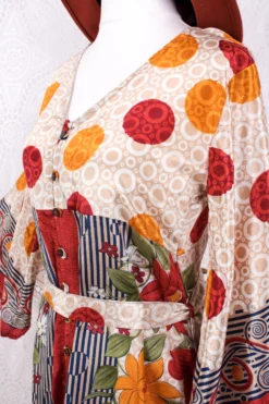 Jasmine Maxi Dress - Cherry, Prussian, & Mustard Floral Vintage Sari - Size S/M -Woviqueen Sales IMG 8659 74cd74b6 c90a 4892 843e 56f82a80a1ae scaled