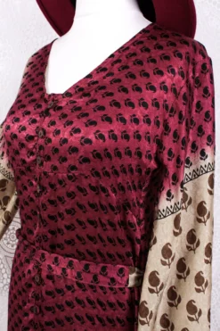 Jasmine Maxi Dress- Sangria, Gold & Ivory Shimmery Fleur De Lis Vintage Sari - Size S/M -Woviqueen Sales IMG 8665 357acbee bcaf 478f 8702 b010da723efa scaled