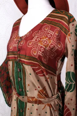 Jasmine Maxi Dress - Forest, Antique Silver & Terracotta Leaf Vintage Sari - Size S/M 10 Jasmine Maxi Dress - Forest, Antique Silver & Terracotta Leaf Vintage Sari - Size S/M -Woviqueen Sales IMG 8756 a5d54ba4 ac06 4323 961a b482389e77db scaled