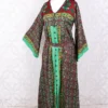 Jasmine Maxi Dress - Parakeet, Berry & Dandelion Flora Nouveau Vintage Sari - Size S/M