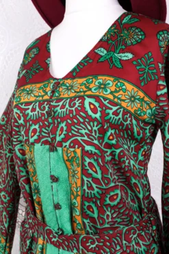 Jasmine Maxi Dress - Parakeet, Berry & Dandelion Flora Nouveau Vintage Sari - Size S/M -Woviqueen Sales IMG 8860 f0392879 bbf9 4ae1 8954 13632c161957 scaled