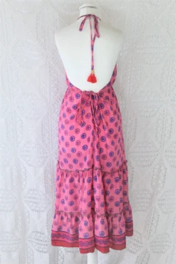 Cherry Midi Dress - Vintage Indian Sari - Bubblegum & Indigo Polka Dot - Free Size 7 Cherry Midi Dress - Vintage Indian Sari - Bubblegum & Indigo Polka Dot - Free Size -Woviqueen Sales IMG 9743 2 scaled