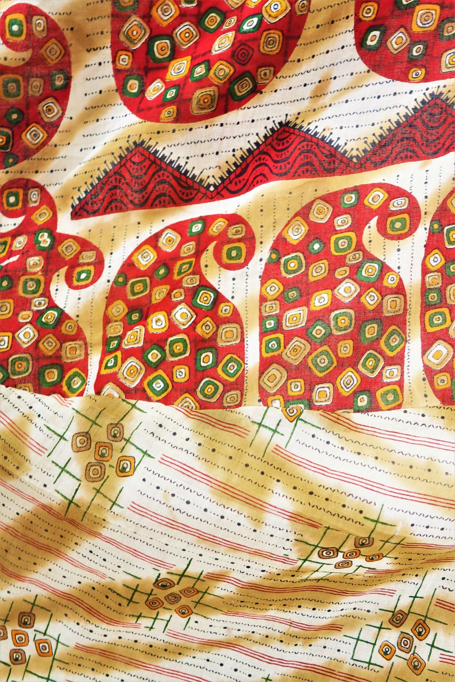 Goddess Dress - Vintage Indian Cotton - Ruby & Beige Paisley - Free Size 7 Goddess Dress - Vintage Indian Cotton - Ruby & Beige Paisley - Free Size - Image 7