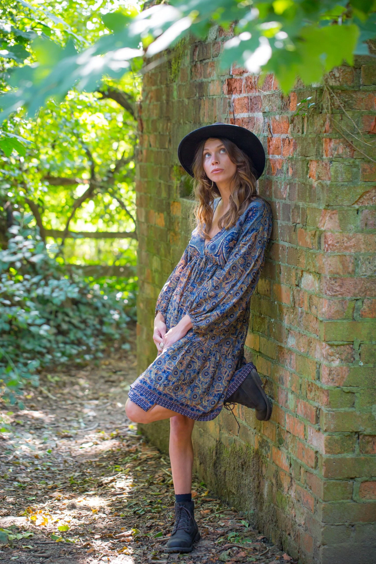 Gypsophila Mini Dress - Vintage Indian Sari - Gold & Sea Blue Graphic - S/M 9 Gypsophila Mini Dress - Vintage Indian Sari - Gold & Sea Blue Graphic - S/M - Image 9