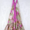 Blossom Halter Maxi Dress - Vintage Sari - Bubble Gum Meadow - Free Size L/XL