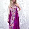 Eden Halter Maxi Dress - Vintage Sari - Psychedelic Fuchsia Paisley - Free Size S/M