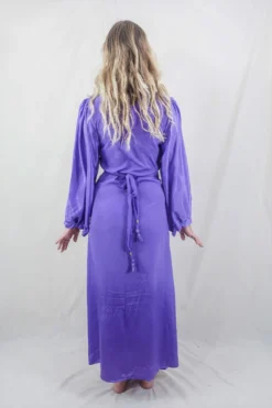 Khroma Lola Long Wrap Dress - Electric Lilac -Woviqueen Sales boho hippie chic dress 70s inspired fashion all about audrey 40