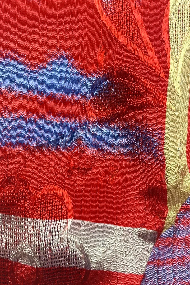 Venus Maxi Wrap Dress - Glistening Red Brushstrokes - Vintage Sari - XS - S/M 5 Venus Maxi Wrap Dress - Glistening Red Brushstrokes - Vintage Sari - XS - S/M - Image 5