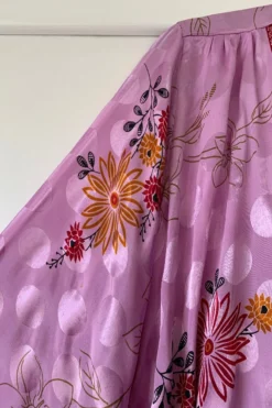 Karina Kimono Mini Dress - Vintage Sari - Garden Cosmos Floral - Free Size XL -Woviqueen Sales image c247822d ce23 4f59 b2fd 8b17a12dcb04