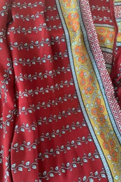 Karina Kimono Mini Dress - Vintage Sari - Burgundy & Dark Lime Paisley - Free Size S/M -Woviqueen Sales image c561bb4c c4db 4fd0 a466 8352b92c1597