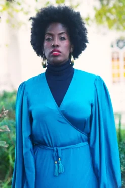 Khroma Lola Wrap Dress - Persian Teal 7 Khroma Lola Wrap Dress - Persian Teal -Woviqueen Sales lola 70s long sleeve maxi wrap dress boho balloon sleeve long wrap dress in dark teal blue handmade by all about audrey 2