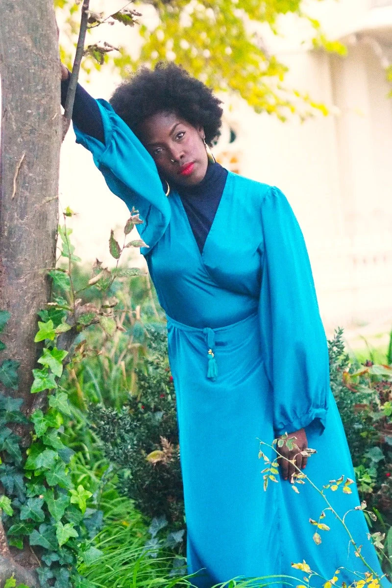 Khroma Lola Wrap Dress - Persian Teal 1 Khroma Lola Wrap Dress - Persian Teal